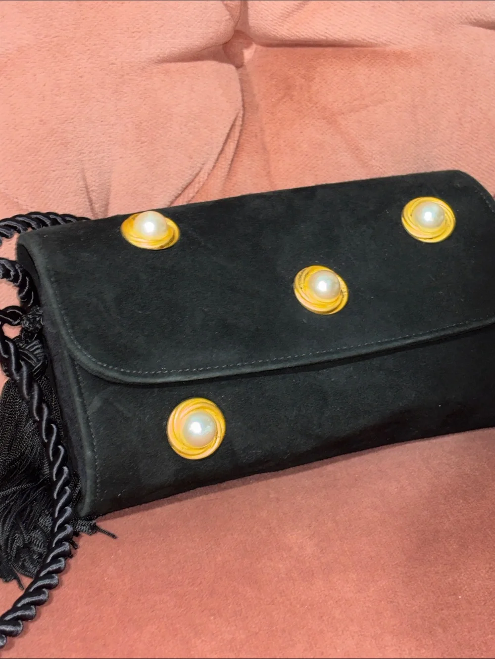 Vintage Susan Gail evening bag pearl detail small crossbody elegant timeless - Picture 7 of 15